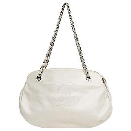 Chanel Bolsa de ombro White Caviar Big CC Chain Branco