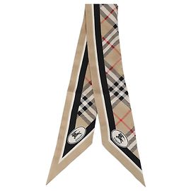 Burberry Sciarpa in seta Skinny Check Marrone