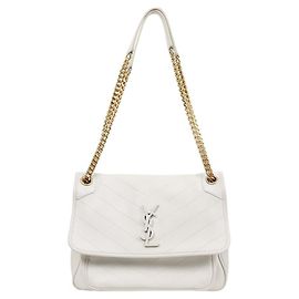 Saint Laurent Bolsa de Ombro Niki Medium Marfim Branco