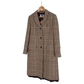 Miu Miu Luxury Biarr Women's Chest Logo Single Breasted Plaid Check Wool Coat Black