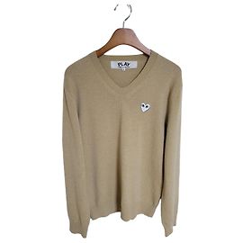 Comme Des Garcons Beige White Patch Men Wool Knit Brown