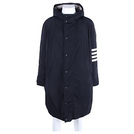 Thom Browne Giacca lunga imbottita con cappuccio Blu