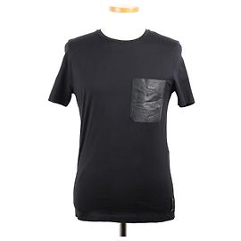 Fendi Kurzärmeliges T-Shirt mit Ledertasche Schwarz