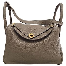 Hermès Borsa a tracolla Lindy Etoupe Gold stamp Marrone