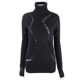 Saint Laurent Pull à col roulé en maille Noir