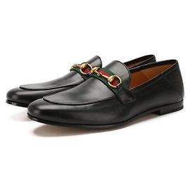Gucci Mocassini in pelle da uomo con dettaglio Web e morsetto Nero
