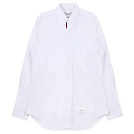 Thom Browne Camicia classica in popeline con profilo RWB nascosto Argento