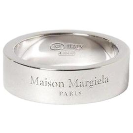 Maison Martin Margiela Anel largo com logo Prata
