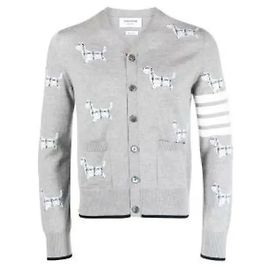 Thom Browne Cardigan Hector Motif Bar Braun