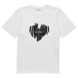 Saint Laurent Camiseta con estampado de corazón: Negro
