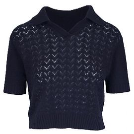 Miu Miu Polo de cashmere e renda Azul