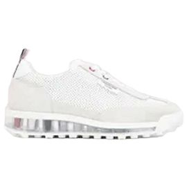 Thom Browne Tênis Tech Runner em couro de bezerro com sola transparente Branco