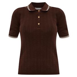 Moncler Polo de algodón con patrón de logotipo de diamante Castaño