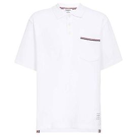 Thom Browne Pocket Cotton Interlock Pique Short Sleeve T-Shirt White