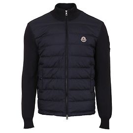 Moncler Cardigan de algodão acolchoado com fecho de correr Azul