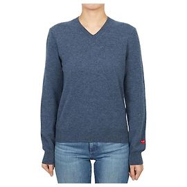 Comme Des Garcons Mini Red Wappen Strickmode für Damen AZ Blau