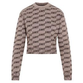 Balenciaga Kurzes Strickoberteil mit Allover-Logo Rot