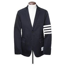 Thom Browne Chaqueta deportiva clásica desestructurada de sarga de algodón Azul