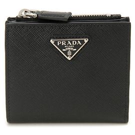 Prada Saffiano Leather Compact Wallet Black