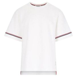 Thom Browne Baumwoll-Rugby-T-Shirt mit kurzen Ärmeln Weiß