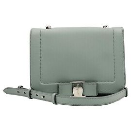 Salvatore Ferragamo Bolsa de ombro com corrente, aba e laço Vara cinza Ferragamo Marrom