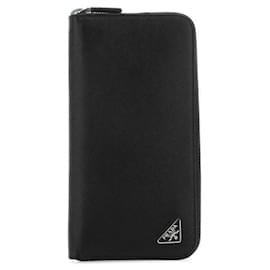 Prada Saffiano Zip Long Wallet Black