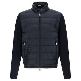 Moncler Wollstrickjacke mit Reißverschluss Blau