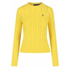 Ralph Lauren Pull en coton Pima à maille torsadée avec logo Pony Jaune