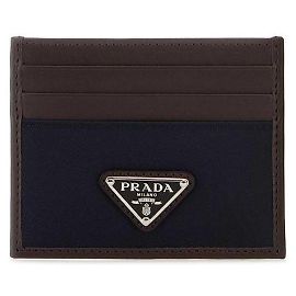 Prada Speedy Lock Re-Nylon Leather Card Holder Blue