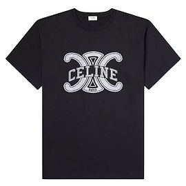 Céline Camiseta holgada para hombre de jersey de algodón Negro Off White Blanco