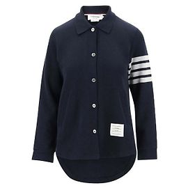Thom Browne Giacca-camicia in maglia asimmetrica da donna Navy Nero