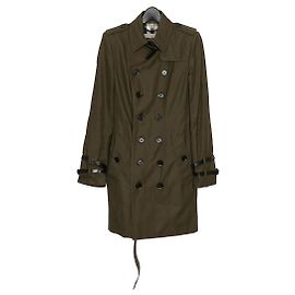 Burberry Cotton Trench Half Jacket in Khaki Color Size Brown