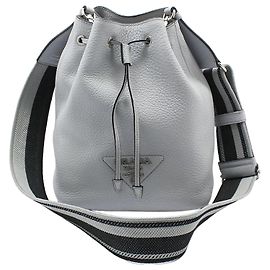 Prada Bolsa transversal bucket de couro azul cornflower e cinza Azul