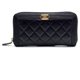 Chanel Lambskin Boy Long Wallet Black