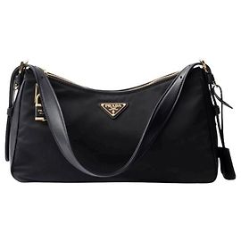 Prada Sac à épaule Emme Large en Re-Nylon et cuir ODO Noir