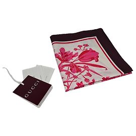 Gucci Sciarpa in seta con stampa floreale Argento