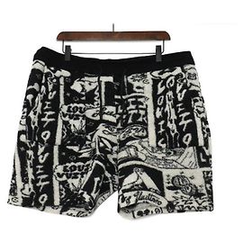 Louis Vuitton Black White Comics Fleece Men's Shorts Pants White