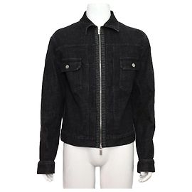 Dior Oblique Schwarzes Denim-Hemd Herrenjacke Schwarz