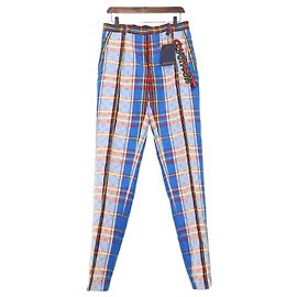 Louis Vuitton Blue Check Pattern Snake Monogram Logo Men's Pants Blue