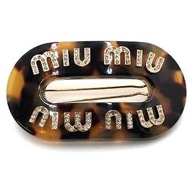 Miu Miu Presilha de cabelo com logotipo de letras de cristal acrílico Multicor