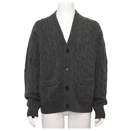 Prada Gray Back Triangle Cashmere Men's Cardigan Brown