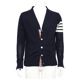 Thom Browne Navy Cardigan aus Merinowolle Blau