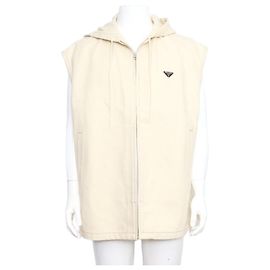 Prada Chaleco con capucha de denim beige para hombre Castaño