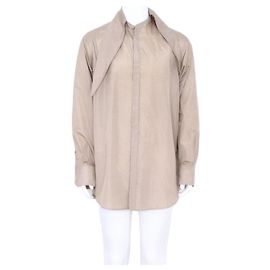 Valentino Herrenhemd mit gewaschenem Taffeta-Seidenschal Braun