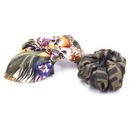 Fendi Conjunto de faixas de cabelo em seda com logótipo Scratch Marrom