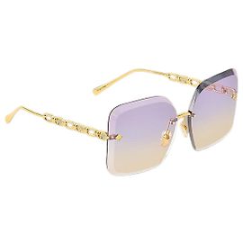 Louis Vuitton Jewelry Square Sunglasses Gold Hardware Frame Golden