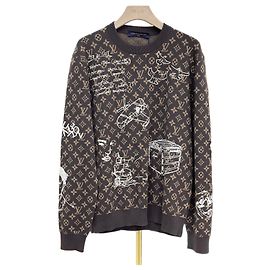 Louis Vuitton Pull à col rond en laine avec monogramme brodé Noir
