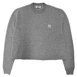 Miu Miu Maille courte avec logo gris Marron