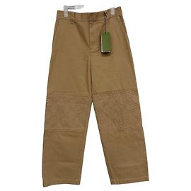 Gucci GG Supreme Embossed Knee Panel Pants Brown