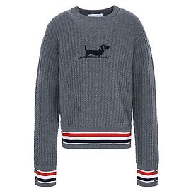 Thom Browne Merinowolle-Strick mit drei Streifen Braun